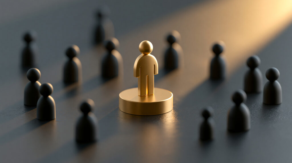 Unique Leader Among Many People in Corporate Concept Scene